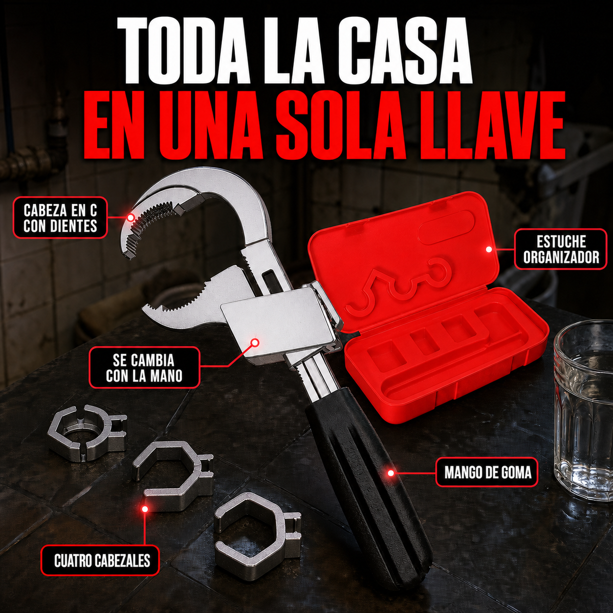 Llave Multiusos de Plomero 4 en 1