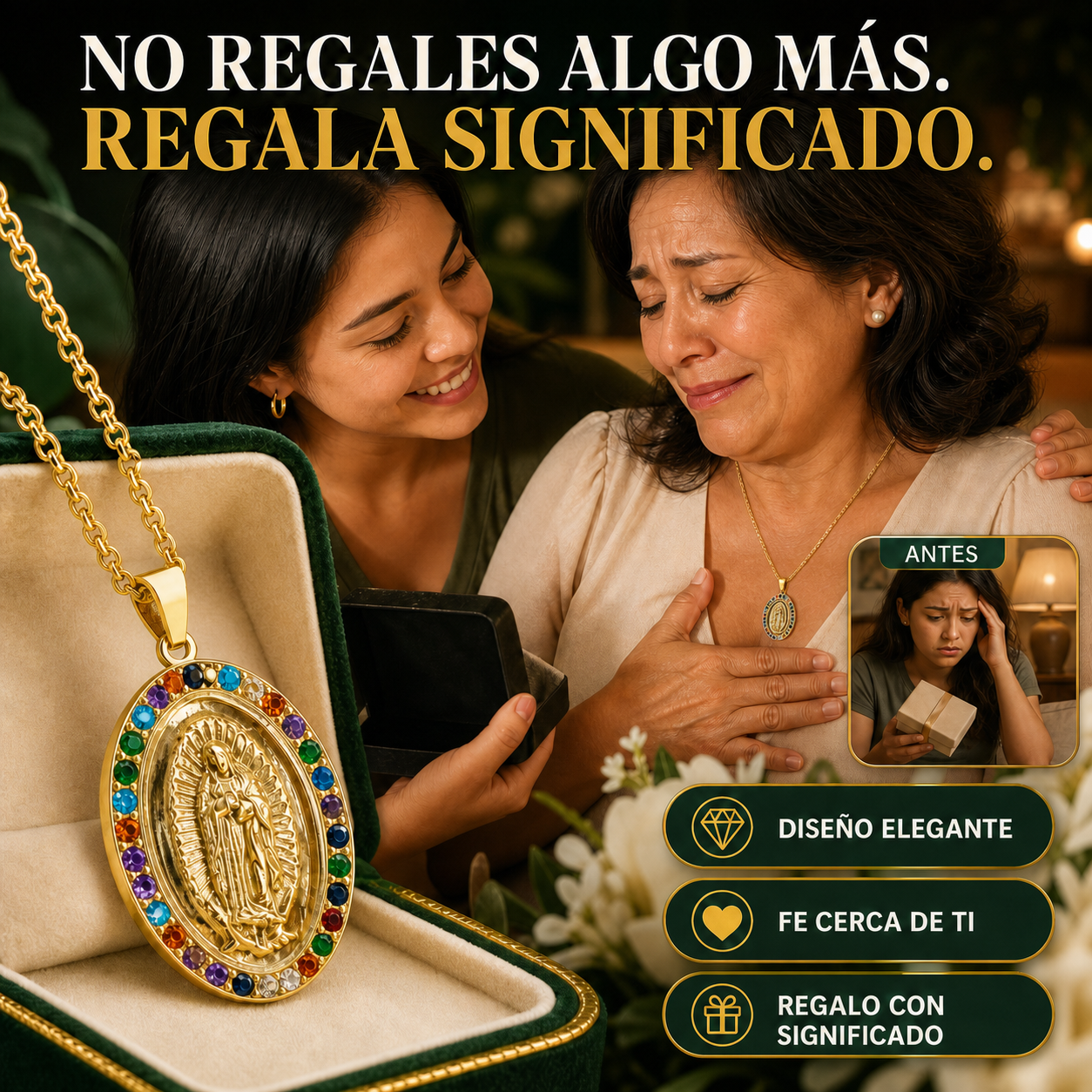 Collar Virgen Protector Guatemala - título y beneficios